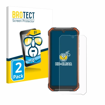 Front side of a product packaging with the brand logo BROTECT. Next to it is the device Blackview BV7200 shown with the corres