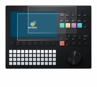 Image of the device Polyend Tracker with a wide variety of screen protectors.