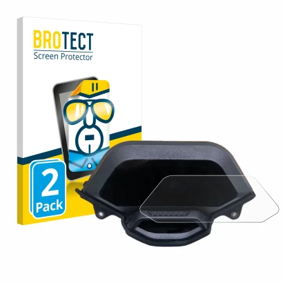 Front side of a product packaging with the brand logo BROTECT. Next to it is the device Segway Ninebot GT1 shown with the corr