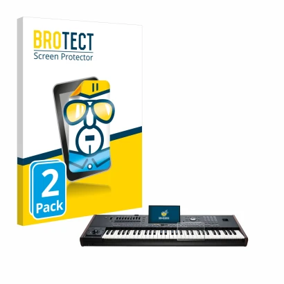 Front side of a product packaging with the brand logo BROTECT. Next to it is the device KORG Pa5X shown with the corresponding