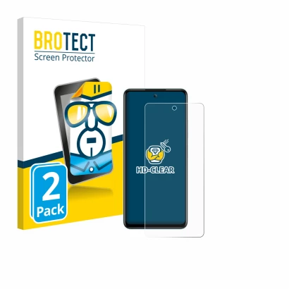 Front side of a product packaging with the brand logo BROTECT. Next to it is the device Itel S24 shown with the corresponding 