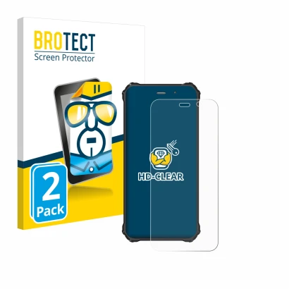 Front side of a product packaging with the brand logo BROTECT. Next to it is the device Fossibot F101P shown with the correspo