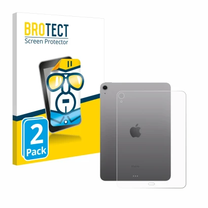 Front side of a product packaging with the brand logo BROTECT. Next to it is the device Apple iPad Air 11" M2 2024 (Back) show