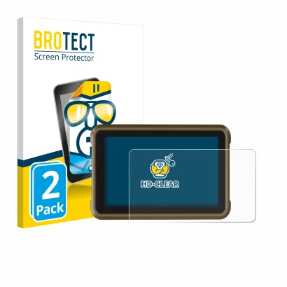 Front side of a product packaging with the brand logo BROTECT. Next to it is the device Atomos Ninja shown with the correspond