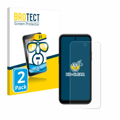 Front side of a product packaging with the brand logo BROTECT. Next to it is the device HMD XR21 shown with the corresponding