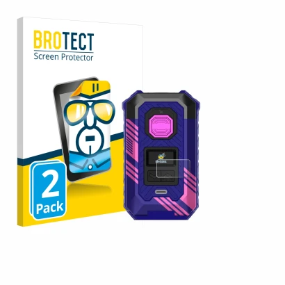 Front side of a product packaging with the brand logo BROTECT. Next to it is the device Vaporesso Armour Max shown with the co