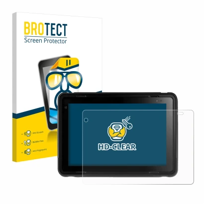 Front side of a product packaging with the brand logo BROTECT. Next to it is the device Texa Axone Voice shown with the corres