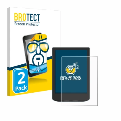 Front side of a product packaging with the brand logo BROTECT. Next to it is the device Vivlio Light HD Color shown with the c