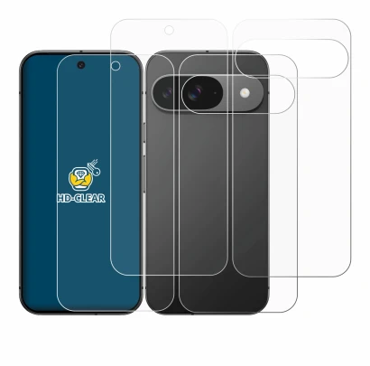 Image of the device Google Pixel 9 (Front+Back) with a wide variety of screen protectors.
