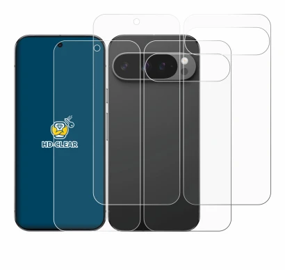 Image of the device Google Pixel 9 Pro XL (Front+Back) with a wide variety of screen protectors.