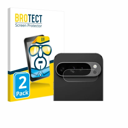 Front side of a product packaging with the brand logo BROTECT. Next to it is the device Google Pixel 9 Pro XL (ONLY Camera Len