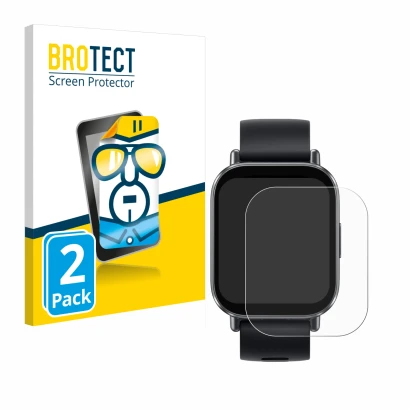 Front side of a product packaging with the brand logo BROTECT. Next to it is the device Xiaomi Redmi Watch 5 Active shown with