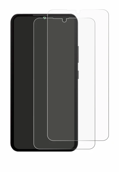 Image of the device Cubot A10 with a wide variety of screen protectors.