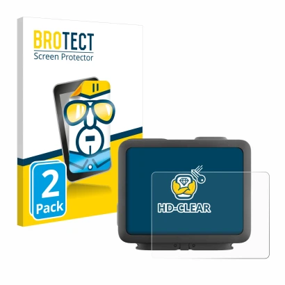 Front side of a product packaging with the brand logo BROTECT. Next to it is the device GoPro Hero 4k shown with the correspon