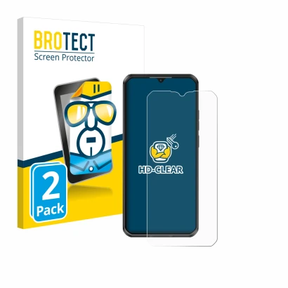 Front side of a product packaging with the brand logo BROTECT. Next to it is the device Oukitel WP50 shown with the correspond