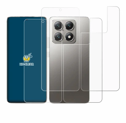Image of the device Xiaomi 14T Pro (Front+Back) with a wide variety of screen protectors.