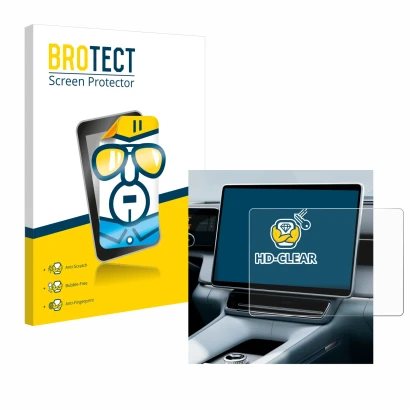 Front side of a product packaging with the brand logo BROTECT. Next to it is the device Polestar 4 2025 shown with the corresp