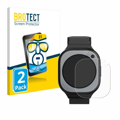 Front side of a product packaging with the brand logo BROTECT. Next to it is the device Xplora X6Pro shown with the correspond