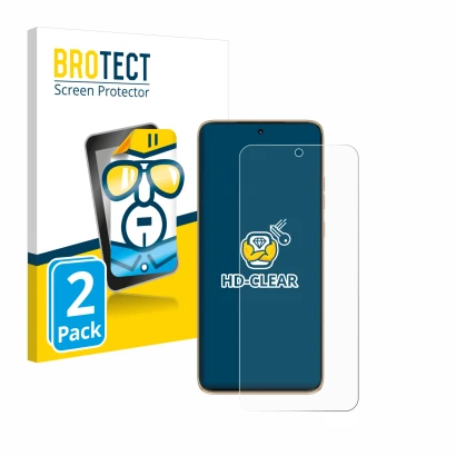 Front side of a product packaging with the brand logo BROTECT. Next to it is the device Motorola Edge 50 Neo shown with the co