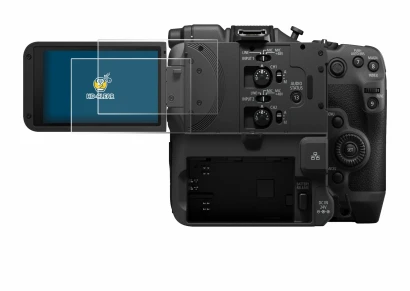 Image of the device Canon EOS C400 with a wide variety of screen protectors.