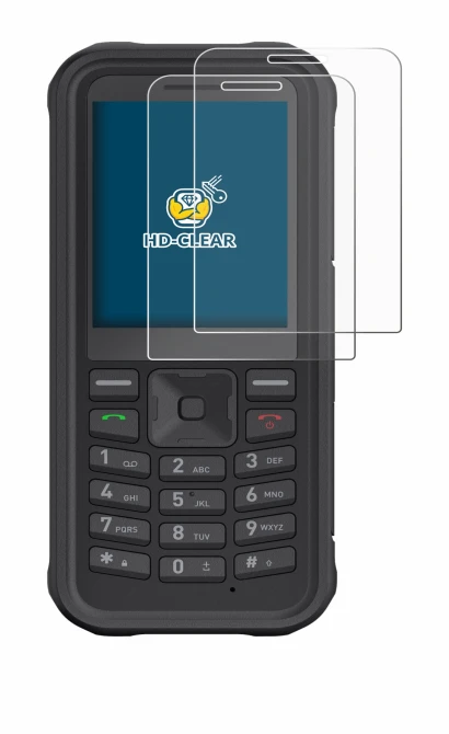 Image of the device Sonim XP100 with a wide variety of screen protectors.
