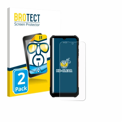 Front side of a product packaging with the brand logo BROTECT. Next to it is the device myPhone Hammer Construction 2 Thermal 