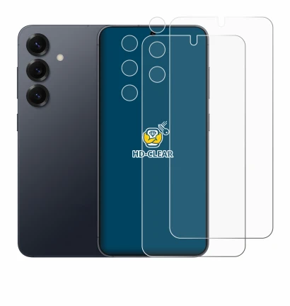 Image of the device Samsung Galaxy S25 (Front+Camera) with a wide variety of screen protectors.