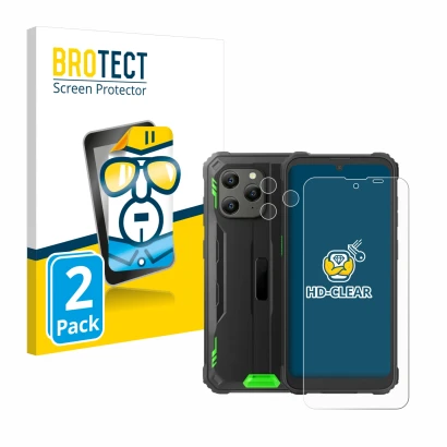 Front side of a product packaging with the brand logo BROTECT. Next to it is the device Blackview BV5300 Plus (Front+Camera) s