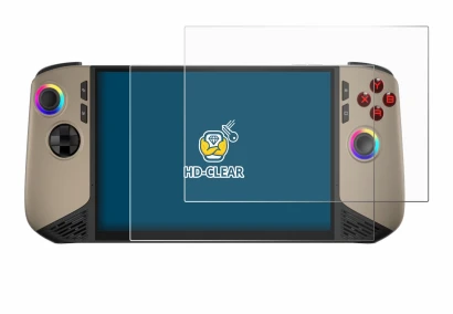 Image of the device MSI Claw 8 AI+ with a wide variety of screen protectors.