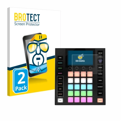 Front side of a product packaging with the brand logo BROTECT. Next to it is the device Wolfmix W1 MK2 shown with the correspo