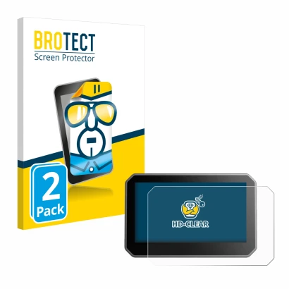 Front side of a product packaging with the brand logo BROTECT. Next to it is the device Elegoo Centauri Carbon 4,3" shown with