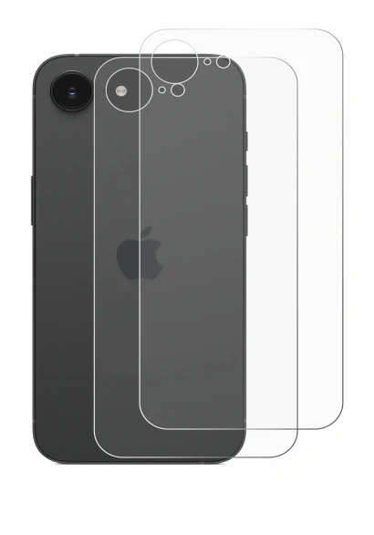 Image of the device Apple iPhone 16e (Back) with a wide variety of screen protectors.