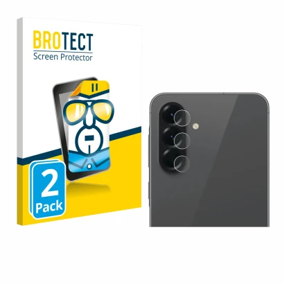 Front side of a product packaging with the brand logo BROTECT. Next to it is the device Samsung Galaxy A56 5G (ONLY Camera Len