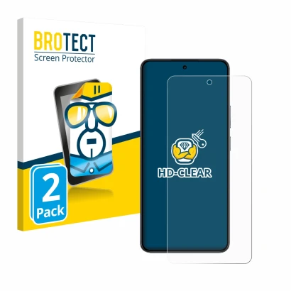 Front side of a product packaging with the brand logo BROTECT. Next to it is the device realme 14T shown with the correspondin