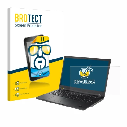 Front side of a product packaging with the brand logo BROTECT. Next to it is the device Fujitsu Lifebook U7511 shown with the