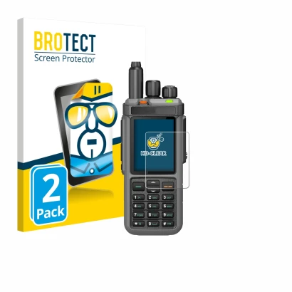Front side of a product packaging with the brand logo BROTECT. Next to it is the device Radtel RT-880 shown with the correspon