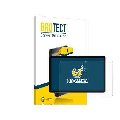 Front side of a product packaging with the brand logo BROTECT. Next to it is the device Blackview Mega 8 shown with the corres