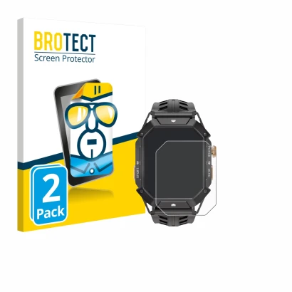 Front side of a product packaging with the brand logo BROTECT. Next to it is the device Oukitel BT80 shown with the correspond