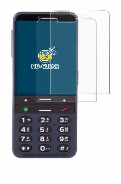 Image of the device BlindShell Classic 3 with a wide variety of screen protectors.