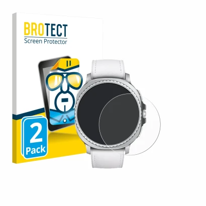 Front side of a product packaging with the brand logo BROTECT. Next to it is the device Samsung Galaxy Watch 8 Classic (46 mm)