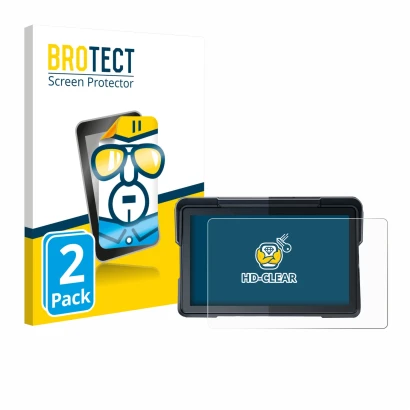 Front side of a product packaging with the brand logo BROTECT. Next to it is the device Lamtto RC19 7" shown with the correspo