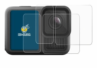 Image of the device GoPro Hero 13 Black Ultra Wide Edition with a wide variety of screen protectors.