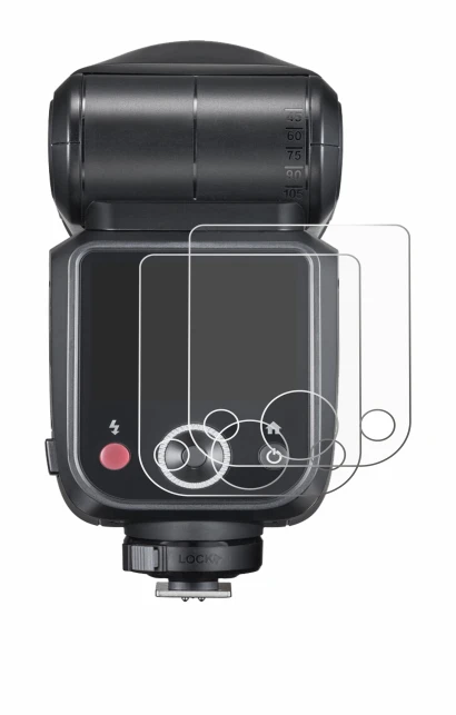 Image of the device Godox V100 with a wide variety of screen protectors.