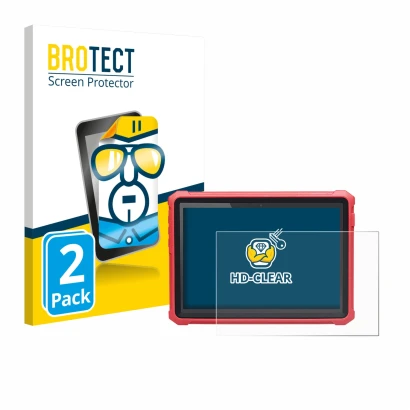 Front side of a product packaging with the brand logo BROTECT. Next to it is the device Launch X-431 Pro3 V+ Elite shown with