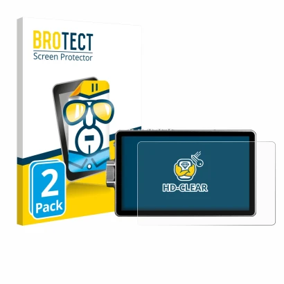 Front side of a product packaging with the brand logo BROTECT. Next to it is the device Viltrox DC-A1 2800 shown with the corr