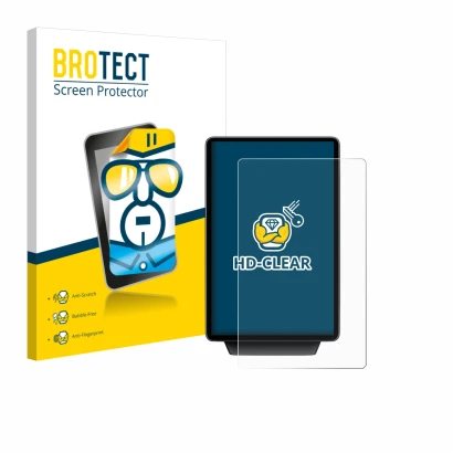 Front side of a product packaging with the brand logo BROTECT. Next to it is the device Ford Explorer Electric 2025 shown with