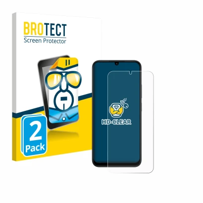 Front side of a product packaging with the brand logo BROTECT. Next to it is the device Xiaomi Redmi 15C 4G shown with the cor