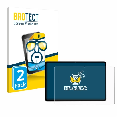 Front side of a product packaging with the brand logo BROTECT. Next to it is the device Acepad HIGH Tablet 12" shown with the