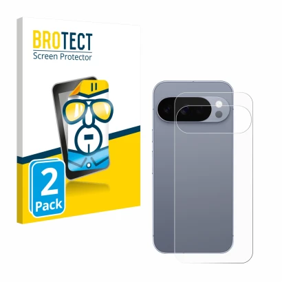 Front side of a product packaging with the brand logo BROTECT. Next to it is the device Google Pixel 10 Pro (Back) shown with 