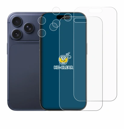 Image of the device Apple iPhone 17 Pro (Front+Camera) with a wide variety of screen protectors.